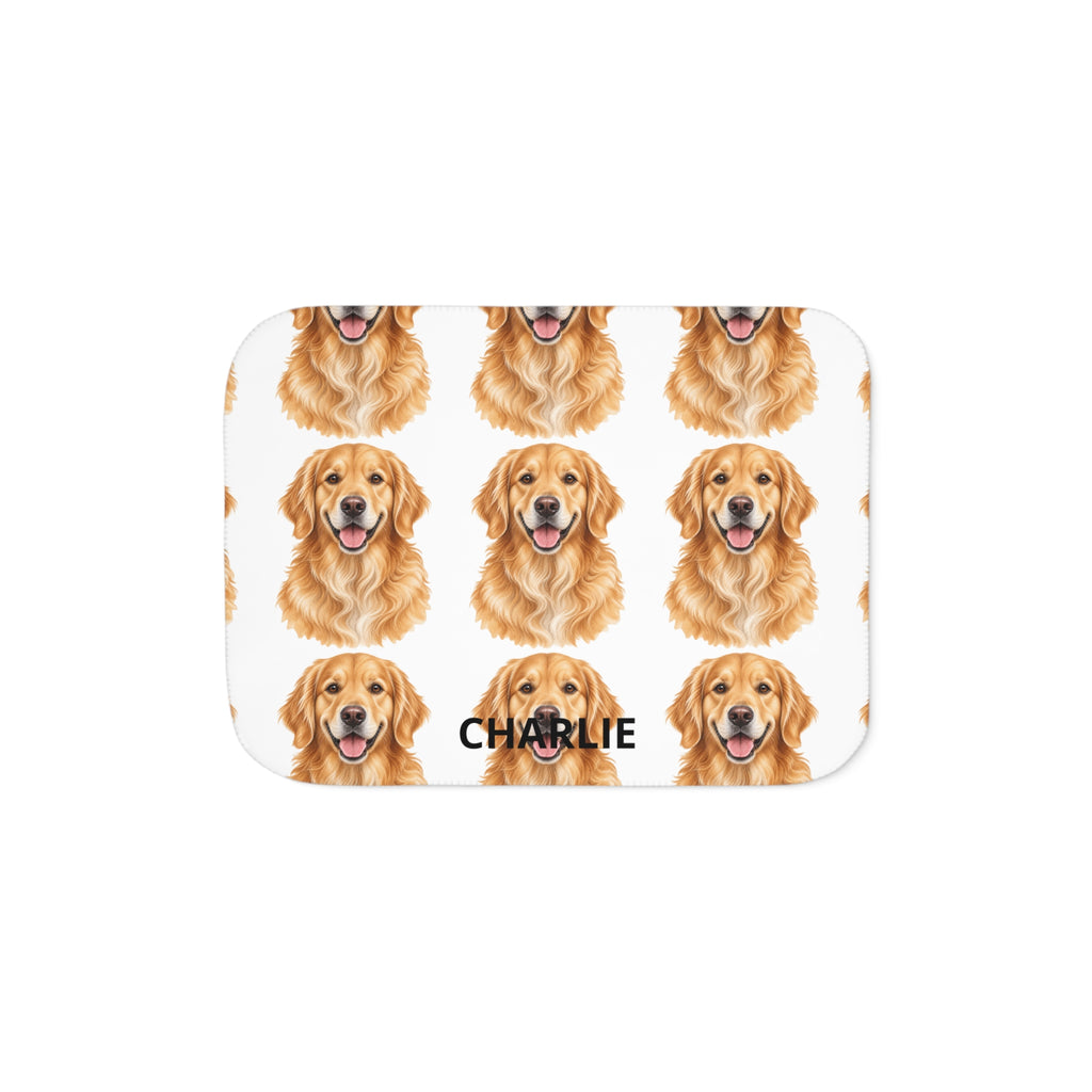Personalized Pet Photo Sherpa Blanket – Custom Name Dog & Cat Gift